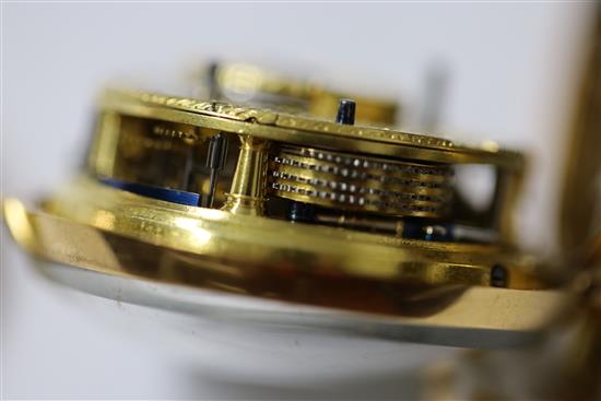 M & T Dutton, London, a George III gold engine-turned pierced pair-cased pocket watch, No. 1516, with repeating movement